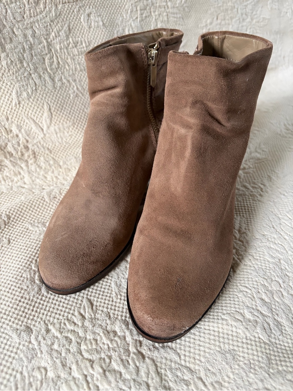 Sam Edelman Suede Ankle Booties in Taupe Brown - Picture 4 of 7